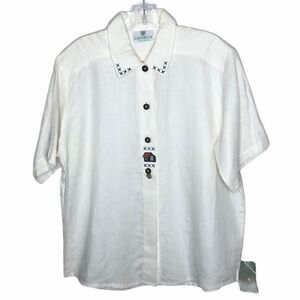 Vintage Giesswein 100% Linen Short Sleeve Top.